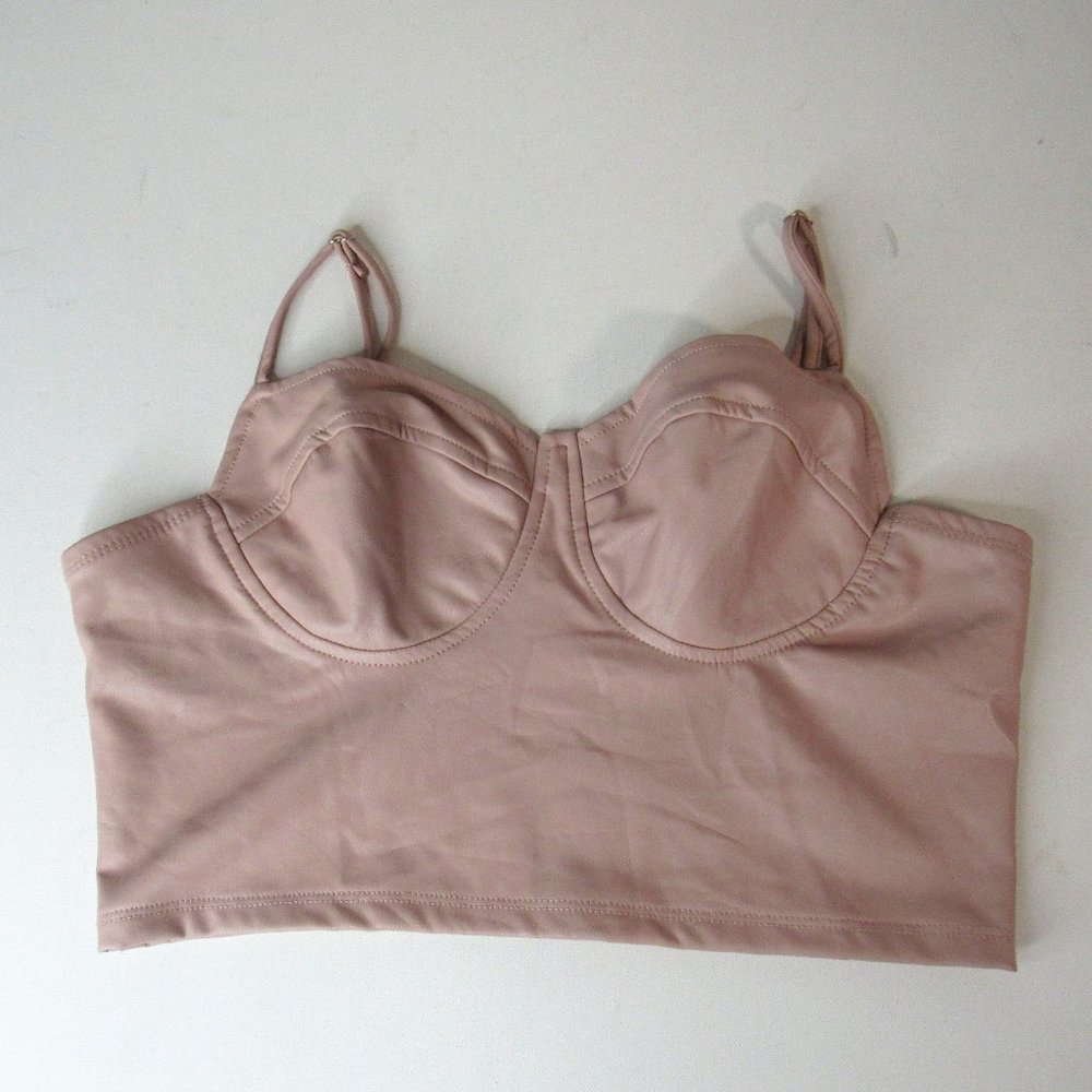 Iris Women's Faux Leather Bustier Crop Top Size M